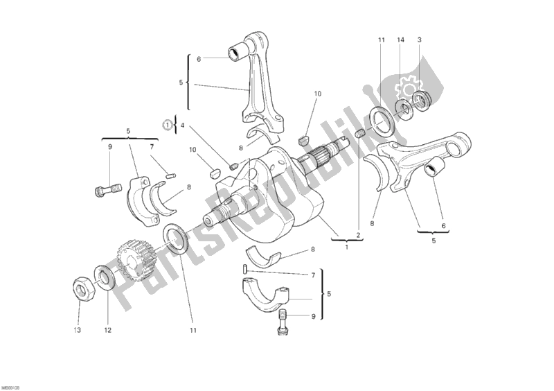 All parts for the Crankshaft of the Ducati Monster 1100 USA 2010